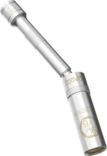 LEXIVON 9/16-Inch Spark Plug Swivel Socket, 3/8 Drive x 6 Total Length | Enhanced Magnetic Design With Thin Wall Socket, Cr-v Steel (LX-SSPS9166)