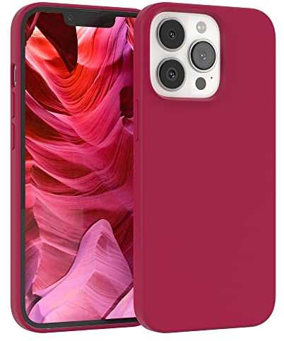 EAZY CASE Premium Silikon Handyhülle kompatibel mit iPhone 13 Pro Slimcover mit Kameraschutz und Innenfutter, Silikonhülle, Schutzhülle, Bumper, Handy Case, Hülle, Softcase, Beere