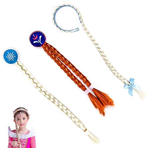 Haarband Zopf Geflochten Prinzessin Perücken Zopf Kinder Rapunzel Perücke Zopf Haartei Geflochten Extension Kinder Animation Cosplay Kinderperücke für Party Kostüm Nur for Kind 3 Stücke
