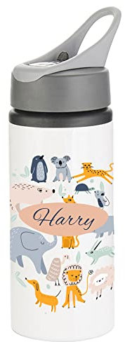 Personalised Safari animals Water Bottle, School Water Bottle, Personalised Water Bottle, Child Gift, Jungle Animals, Nursery Water Bottle