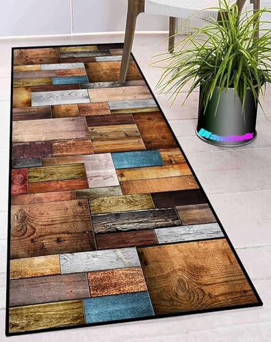 Ufamiluk Teppich Wohnzimmer rutschfest waschbar wetterfest wasserfest groß Balkon Teppich Teppich Outdoor für Wohnzimmer küche Balkon draußen Flur 80x220cm bunt Blau braun K