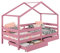 IDIMEX Hausbett ENA aus massiver Kiefer, schönes Montessoribett in 90 x 200 cm, Kinderbett mit Rausfallschutz, stabiles Spielbet mit Dach und 2 Schubladen in rosa