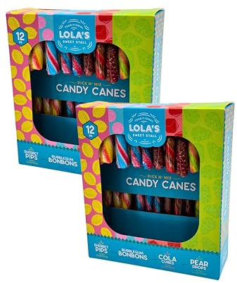Assorted Flavour Candy Canes 24 Pieces, 260g | Stocking Filler | Christmas Sweets | Christmas eve box filler | Candy Decorations