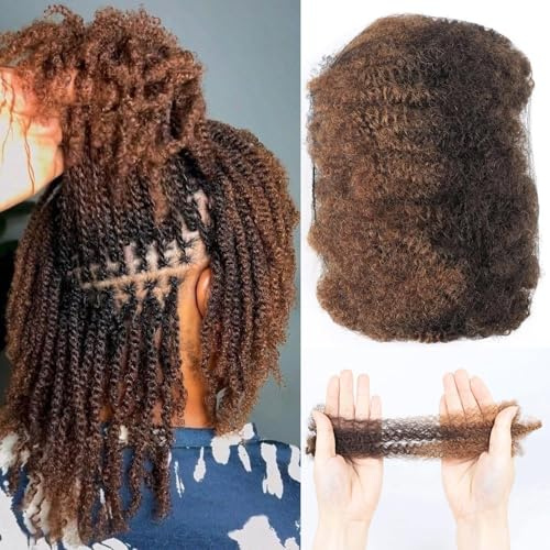 HAPPY&CC Afro Kinkys Bulk Human Hair for Dreadlock Extensions 10 Inch 50g #4 Ombre A #30 Auburn Red Afro Kinky Bulk Human Hair for Braiding Crazy Repair #4