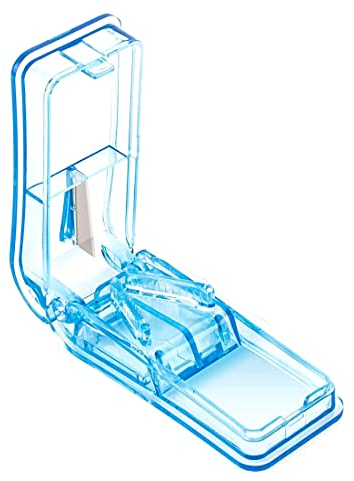 1 Stück Tablettenteiler für Kleine und Große Tabletten, Ablettenschneider um Exakt Pillen zu Teilen, Für Pillen in ein Halbes Viertel Schneiden (Blau)