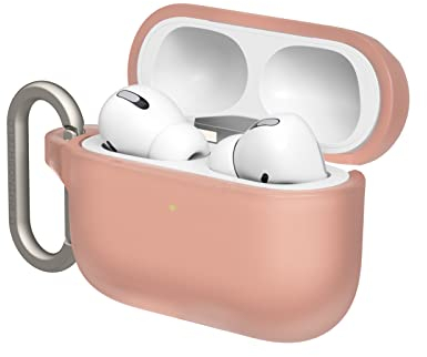 RHINOSHIELD AirPods Case mit Karabiner kompatibel mit Apple [AirPods Pro] | Fallschutz in Militärqualität, Kratzfest, kabelloses Aufladen - [Samtrosa, Standard Set]