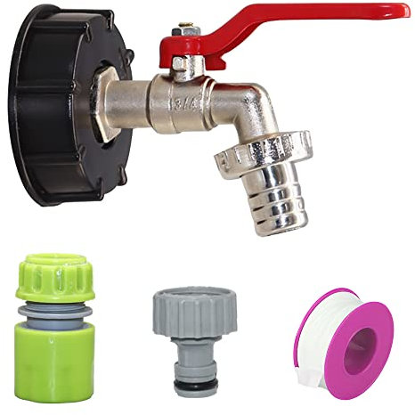 CJBIN Rubinetto per Cisterna 1000 Litri IBC 1/2 Rubinetto Cisterna 1000 Litri Plastica S60X6, con Interfaccia Plastica, Raccordo Cisterna 1000 Litri per Giardino Casa e Industria Accessori