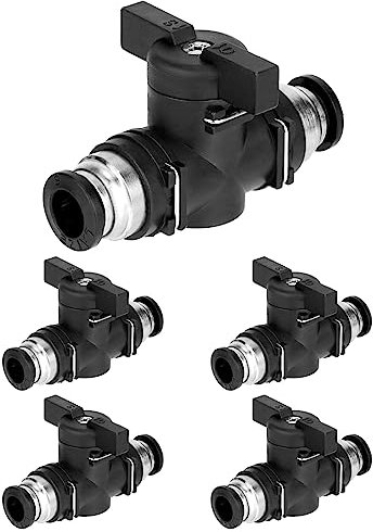 QWORK® 5 pièces Vanne d'arrêt pneumatique, Raccord pneumatique pour un raccordement rapide des flexibles pneumatiques (Ø8mm)