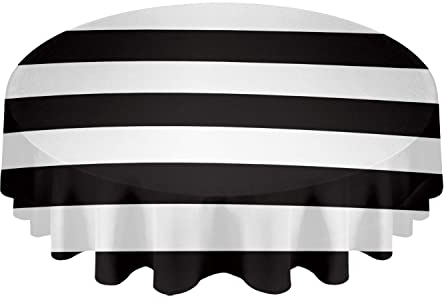 Wachstischdecke 152cm Gestreiftes Geometrisches Schwarz Und Weiß Wachstischdecke Pflegeleicht Garten Tischdecke Wetterfeste Tischtuch Für Garten Outdoor Indoor