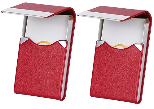 ALXBSONE 2 Stück Visitenkartenetui, Professionelles Kartenetui, Kartenetui Damen aus Metall, Business Card Holder mit Magnetverschluss, Leder Visitenkarten Aufbewahrung für Herren Damen