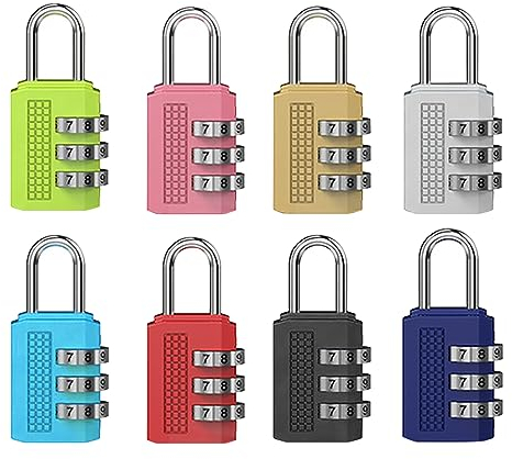 Riisoyu 8 Stück Zahlenschloss, 3 Stelliges Vorhängeschloss Zahlenschloss Exquisites Premium Gepäck Zahlenschloss für koffer schließfächer rucksäcke tagebücher Tor Zaun Werkzeugkasten