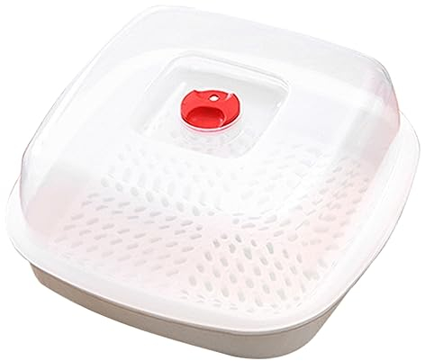 Artibetter Vaporiera a Microonde Vaporiera per Microonde Contenitori con Coperchi Cottura a Vapore per Riso al Microonde Pentole per Microonde Microverdi Asia Multifunzione Bianca