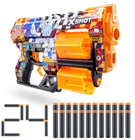 XSHOT Skins Sonic Super Speed Dread Blaster – Skin mit Sonic The Hedgehog (24 Darts) von ZURU