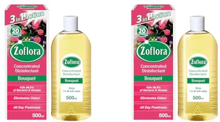 Zoflora Bouquet 500ml, Concentrated Antibacterial Disinfectant, All Purpose Cleaner, Surface Cleaning Solution, Kills 99.9% of Bacteria and Viruses (Pack of 2)