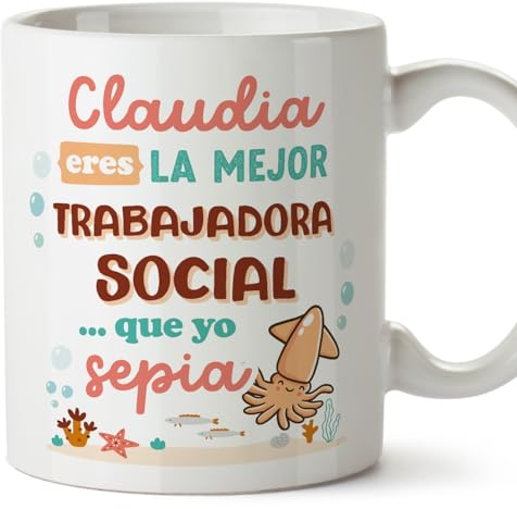 MUGFFINS Tazas Personalizadas para TRABAJADORA SOCIAL mujer - En Español - Mejor que yo Sepia - 11 oz / 330 ml - Regalo Personalizable original y divertido