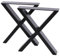 FUKEA Lot de 2 pieds de table en métal en forme de X - Noir - Pour bureau, table basse, table à manger, banc - 50 x 72 cm (l x H)