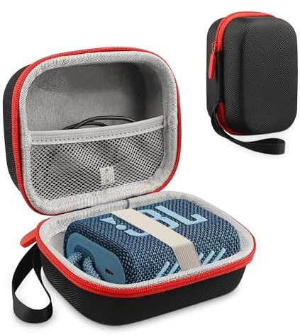 BXIZXD Hard Case for JBL Go3 / Go 3 Eco Portable Wireless Bluetooth Speaker, EVA Hard Carrying Case (Black+Red)