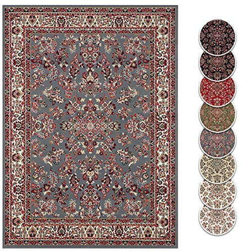 Teppich Boss - Design Kurzflor Orient Teppich Zabul orientalisch Perser Look, Farbe:Grau, Größe:80x250 cm
