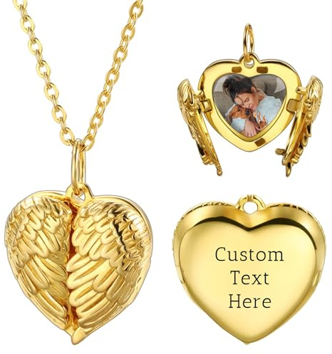 OTXIXTO Collar con Medallón Corazón Personalizado con Imagen Interior Collar con Colgante Medallón Corazón Personalizado con Foto/Texto/Inicial Collar Medallón Plata 925 para Mujer Novia Mamá Regalos
