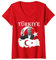 Damen Recep Tayyip Erdogan Türkiye Rote Flagge Türkei Türkische T-Shirt mit V-Ausschnitt