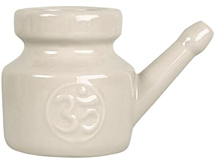 VENEKA Olla Neti de CeráMica de 350 Ml para Limpieza de Nariz, Duradera, una Prueba de Fugas, para Enjuague Nasal, Lavado de Nariz, Hombres y Mujeres, Gris