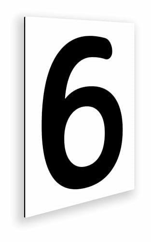 Placa Numero para Casa Exterior Aluminio 18x25 cm - Numeracion Puerta Comercios Naves Viviendas y Locales - Numeros Negros Grandes (Numero 6)