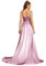 Babyonline D.R.E.S.S. Robe de Soirée avec Fente Robe Femme Demoiselle d'honneur Longue Fendue en Satin Rose Foncé M