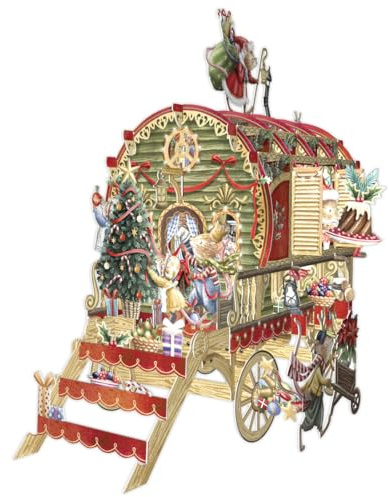 Me&McQ Weihnachtskarte, Wohnwagen, 3D-Pop-Up, Mäuse, Winter, Weihnachten