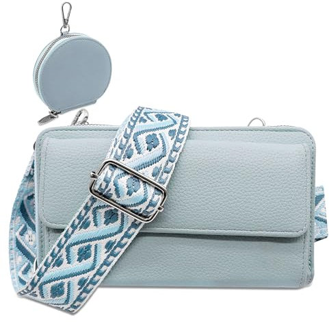 Tokeya Umhängetasche Damen, PU Leder Crossbody Bag Frauen, Handtasche Damen Kleine, Schultertasche Damen mit Verstellbarem Abnehmbar Riemen für Tägliches Arbeiten, Einkaufen, Reisen, Blau