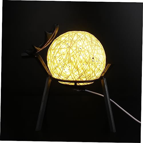 Yardenfun Kreative Rattan Elk Tischlampe Usb Nachttischlampe Mit Dimmbarem Warmem Licht Für Schlafzimmer Und Wohnräume Als Dekorative Beleuchtung