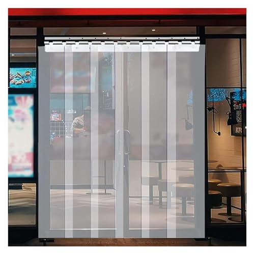 WXQTM Klarer PVC-Kühlstreifen Türvorhang Gebohrte Löcher für Installation PVC-Türvorhang für Gefrierschränke Lagerhallen, (1.35x2m)