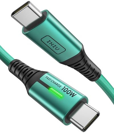 INIU Cavo da USB-A a USB-C, in nylon, per ricarica rapida, trasferimento dati, per Samsung S22, S21, Note 10, Google Pixel 7, iPad Pro, Huawei, Xiaomi 11, PS5, ecc., 2 m, colore verde
