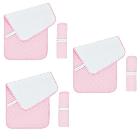 Lot de 3 Matelas à Langer Imperméables Réutilisable Pour Table à Langer Pour Bébé en Fibre de Bambou Enroulable Portable 14 X 27 (Rose)