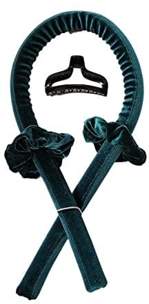 Heatless Curling Rod Headband Foam Iron Curler Ribbon Set, Silk Hair Rollers for Long Hair, No Heat Soft Curls, Portable DIY Tools for Women, Girls - Great - Blue