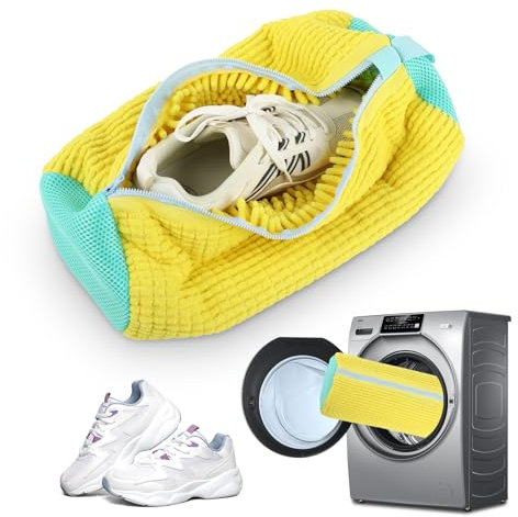 Sac Lavage Chaussures - Convient pour Les Chaussures de Sport et d'entraînement avec Fermeture à glissière et Sac à Chaussures en Laine Propre à 360°