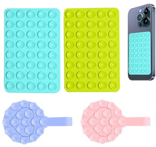 ZYETGH 4 Stück Silikon Saugnapf Handy, Handyhalterung Saugnapf Doppelseitiger Anti-Rutsch Saugnapf Handyhülle Noppen Auto Saugnapfe Handyhalter für Alle Handy-Modelle