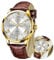 Taxau Uhren Herren Business Freizeit WatchTemperament Herren Armbanduhr Wasserdicht Herrenuhr Mit Datums- Und Tagesanzeige Uhr Braunes Armband Weißes Zifferblatt Watches for Men