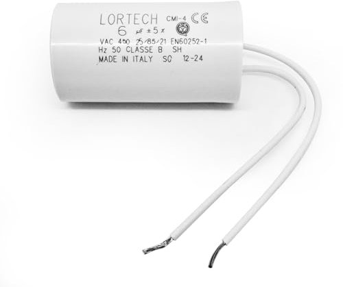Condensateur 6 µF, Ø30x55 mm, connection à Fils, Certifié IMQ et CE, Fabriqué en Italie