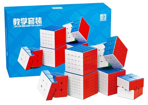 Moyu Meilong 2x2 3x3 4x4 5x5 6x6 7x7 Educational Cube Set Stickerless Speed Cubes Bundle Gift for Children Adults 6 Pack