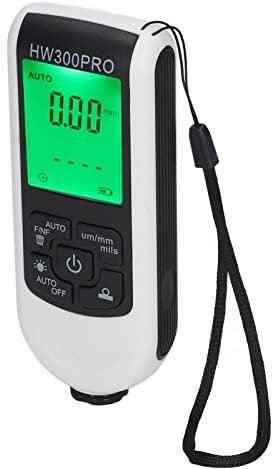 Spessore di vernice digitale Misurazione ABS portatile con arresto automatico, strumento di misurazione non distruttivo per metallo, acciaio, alluminio, automobile (0-2000 μm) (Bianco)