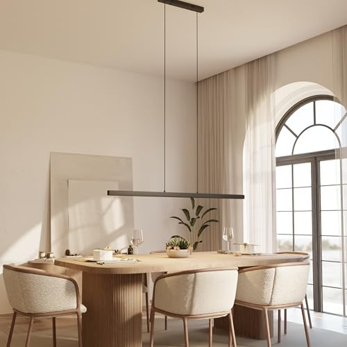 Dimmbare Pendelleuchte 'Calimera', LED Deckenleuchte, moderne Hängelampe Esstisch Wohnzimmer Smart Home Schwarz 100cm