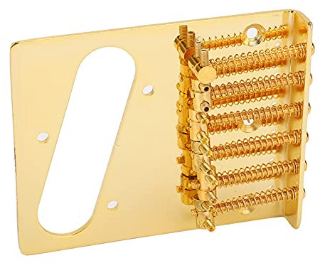 Alomejor Bridge de Guitare pour TL Telecaster E -gitar, 6 Sattel -single Coil Pickup Slot, Hauteur Réglable, Installation Facile (GOLD)