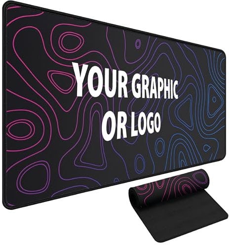 Gaming Mauspad Personalisiert mit Foto und Text| XXL 1200x600 mm Gross | 3 mm | fur maus und tastatur | Genähte Kanten für Haltbarkeit - Perfekt für PC, Laptop, MacBook von Gamer Teenager [167]