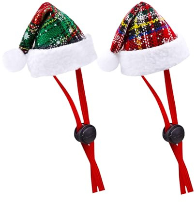 Weihnachtsmütze für Hunde und Katzen, Urlaubsrequisiten, Kappen für kleine Rassen, anpassbare Haustier-Weihnachtsmannmütze, Party-Kopfbedeckung, 2 Stück, kleine Tier-Weihnachtsmütze