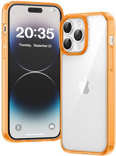 Voyahülle Clear Case for iPhone 14 Pro, Ultra Thin, Shockproof TPU Cover, Anti-Yellowing, Crystal Clear, Phone Case for Apple iPhone 14 Pro - Orange
