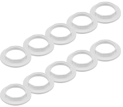 ORION LIGHTSTYLE 10x Schraubring E14 Ø 27 mm Lichtsockelringe 10 Stück für Lampenfassungen Gewindering Befestigung für Lampenschirme Lampengläser Kunststoff PVC hellgrau