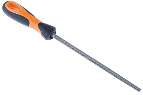 Bahco Round Second Cut File 8in | Ergo Engineering Hand File | Round file for holes, concave surfaces and general deburring work