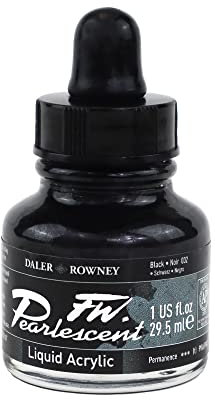 Daler-Rowney FW Acrylic Ink, Glass Bottle with Dropper, 1oz - 29.5 ml, Black