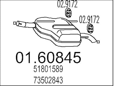 MTS 01.60845 Endschalldämpfer Kompatibel mit FIAT CROMA 194 51801589 73502843