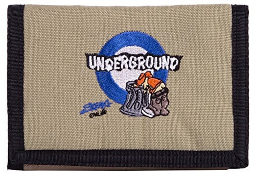 2Stoned Geldbörse Wallet Unisex Beige mit Klettverschluss, Stickmotiv Underground, aus Polyester